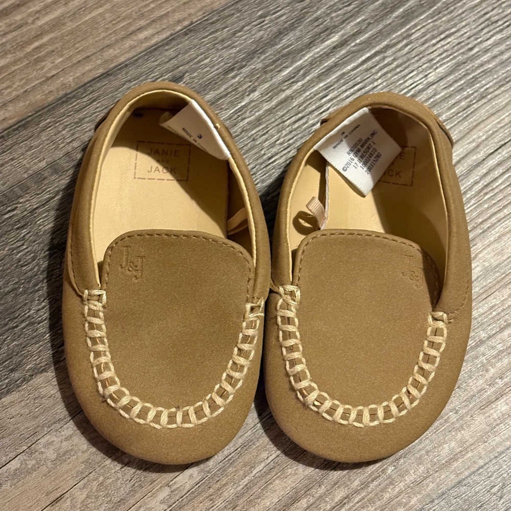 Janie and Jack Faux-Suede Loafers Baby Shoes Size 3 Deck Brown Easter Preppy